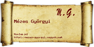 Mézes Györgyi névjegykártya